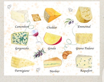 Postal de quesos / 1 postal o tarjeta de notas / Cartulina gruesa / Para enviar una postal a un amigo
