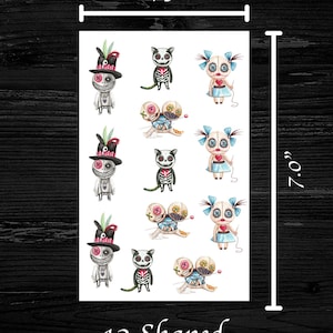 Foglio di adesivi della famiglia Voodoo - Il foglio misura circa 4,5" X 7,00" - Gli adesivi sono larghi circa 1,25" - Perfetti per amici di penna, cartoline