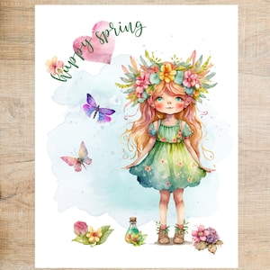 Frühlingsfee Postkarte | 1 Postkarte | Ideal für Postkartenbörsen wie Postcrossing oder um einem Freund eine Nachricht zu schicken!