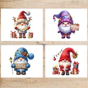 Bunte Weihnachtswichtel Postkarten Set | 4 Postkarten | Ideal für Postkartenbörsen wie Postcrossing oder dem Senden einer Notiz an jemanden!