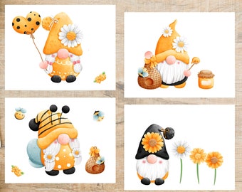 Honey Bee Gnomes Postcard Set | 4 Postcards | 130 Thick Cardstock | Cute postcards for postcard exchanges or sending to a friend!