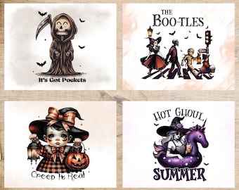 Funny Halloween Postcard Set | 4 Postcards | Thick Cardstock | For Postcard Exchanges and sending notes to friends.