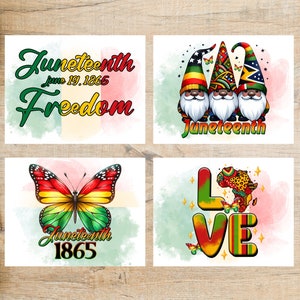 Conjunto de cartões postais Juneteenth | 4 cartões postais | celebração colorida da liberdade afro-americana
