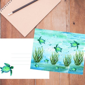 Sea Turtles Greeting Card | 4.25 inches wide by 5.50 inches tall | Blank inside | Comes with 6 cards and matching envelopes