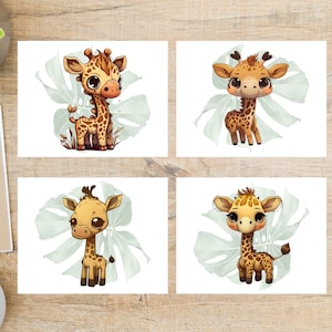 Cute Giraffes Postcard Set | 4 Postcards | 130 Thick Cardstock | Great for postcard exchanges like Postcrossing or Postcard United