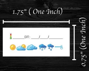 PAS DE LIGNE D'IDENTIFICATION | moyennes cartes postales autocollantes | 48 stickers par feuille | Petit pour économiser de l'espace sur votre carte postale | heureux mail météo date temp