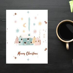 postale de village de Noël | 1 carte postale | Papier cartonné épais | Pour envoyer une carte postale à un ami