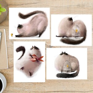 Set di cartoline Fat Cartoon Cat / 4 cartoline / 130 cartoncino spesso