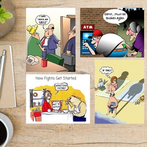 Lot de cartes postales inappropriées et drôles (Drôles) | 4 cartes postales | Papier cartonné épais 130 | Envoyez de l'humour à vos amis, votre famille, juste pour le plaisir :)
