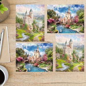 Castle Landscapes Postcard Set | 4 Postcards | 130 Thick Cardstock | For sending POSTCROSSING or a postcard to a friend, family member