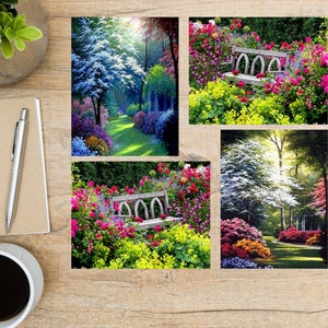 Frühlingslandschaften Postkarten Set | 4 Postkarten | 130 Dicker Karton | Zum Versenden von POSTCROSSING oder einer Postkarte an einen Freund, Familienmitglied