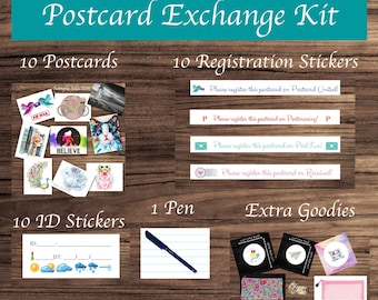 Postcard Exchange Kit | Postcards, stickers, and extra goodies | For Postcrossing, Postcard United, PostFun, or other Postcard Exchanges
