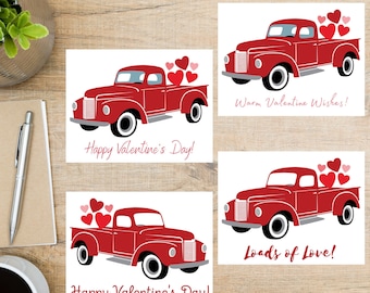 Happy Valentine's Truck Full of Love Postcard | 4 Postcard | Thick Cardstock | For sending a postcard to a friend