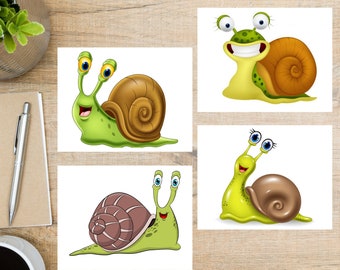 Snail Postcard Set | 4 Postcards | 130 Thick Cardstock