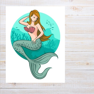 Blonde Mermaid Postcard  | 1 Postcard | Thick Cardstock | For sending a postcard to a friend through postcard exchanges like Postcrossing