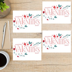 Cartolina di San Valentino in stile folk o nordico / 4 cartoline / cartoncino spesso / per inviare una cartolina a un amico