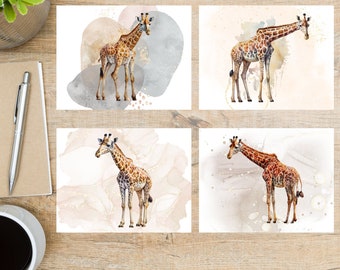 Beautiful Giraffes Postcard Set | 4 Postcards | 130 Thick Cardstock | Great for postcard exchanges like Postcrossing or Postcard United