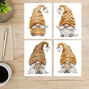 Jeu de cartes postales gnomes des bois | 4 cartes postales | Papier cartonné épais 130 | Pour envoyer une carte postale à un ami, un membre de la famille