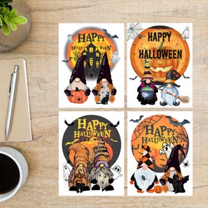 Halloween Gnomes Postcard Set | 4 Postcards | 130 Thick Cardstock | For sending a postcard to a friend