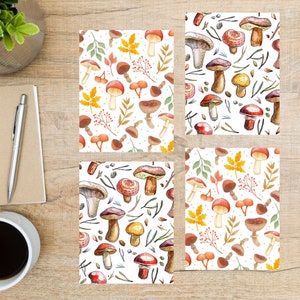 Jeu de cartes postales champignon | 4 cartes postales | Papier cartonné épais 130 | Pour POSTCROSSING ou pour envoyer une carte postale à un ami