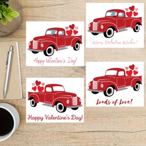 Happy Valentine's Truck Full of Love Postcard | 4 Postcard | Thick Cardstock | For sending a postcard to a friend