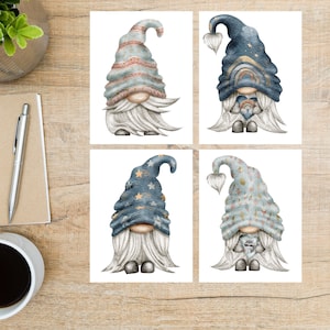 Jeu de cartes postales Boho Gnomes | 4 cartes postales | Papier cartonné épais 130 | Pour envoyer une carte postale à un ami, un membre de la famille