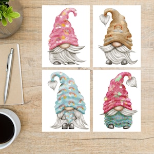 Frühlings Wichtel Postkarten Set | 4 Postkarten | 130 Dicker Karton | Zum Versenden einer Postkarte an einen Freund, Familienmitglied