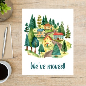 Scandi Houses - Nós nos mudamos! - Cartão postal de mudança de endereço | 1 cartão postal | colorido | mudança nova mudança de endereço