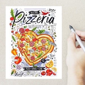 Pizzeria Postkarte | 1 Postkarte | Dicker Karton | Zum Versenden einer Postkarte an einen Freund