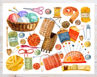 Knitting/Sewing Postcard | 1 Postcard | Thick Cardstock | For sending a postcard to a friend