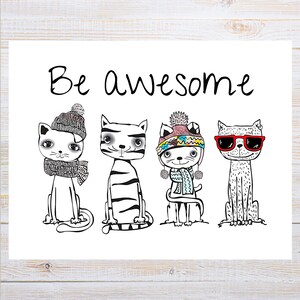 Cartolina "Be Awesome Cat" / 1 cartolina / Cartoncino spesso / Per inviare una cartolina a un amico