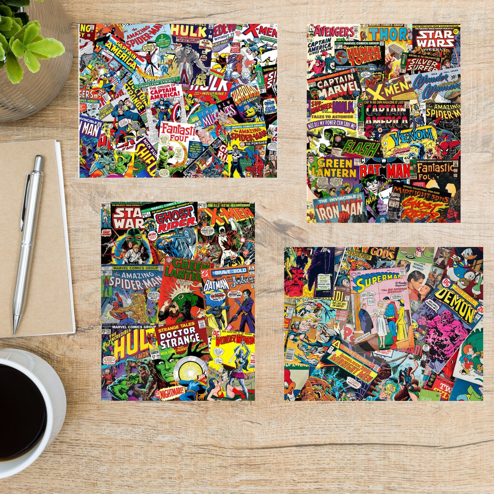 Vintage Comic Book Postcard Set 4 Postcards 130 Thick Etsy