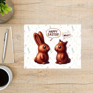 Cartão postal de coelhinhos de chocolate da Páscoa | 1 cartão postal | Cartão grosso | Para enviar um cartão postal a um amigo