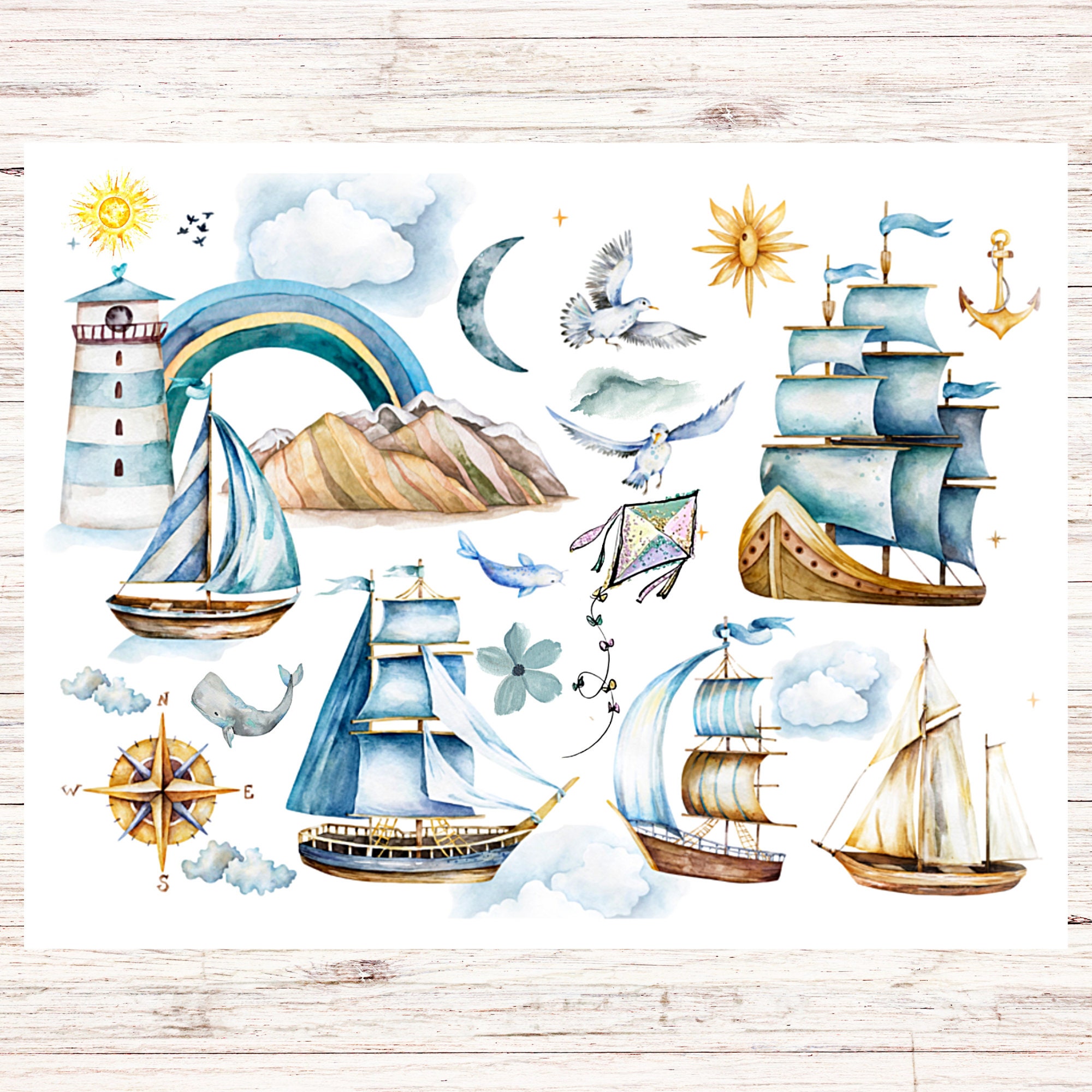 Sailboat Collage Postcard | 1 Postcard | Thick Cardstock | For sending a postcard to a friend