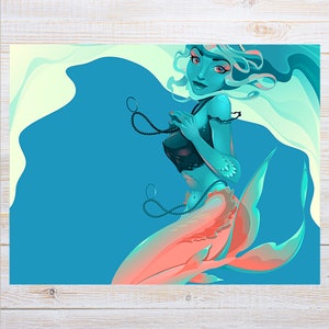 Mermaid Jewels Postcard  | 1 Postcard | Thick Cardstock | For sending a postcard to a friend through postcard exchanges like Postcrossing