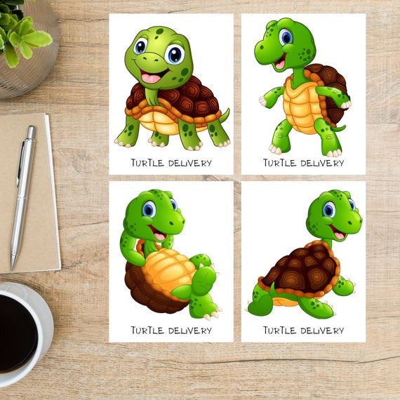 Schildkröte Mail Postkarte Set 4 Postkarten 130 Dicke Etsy
