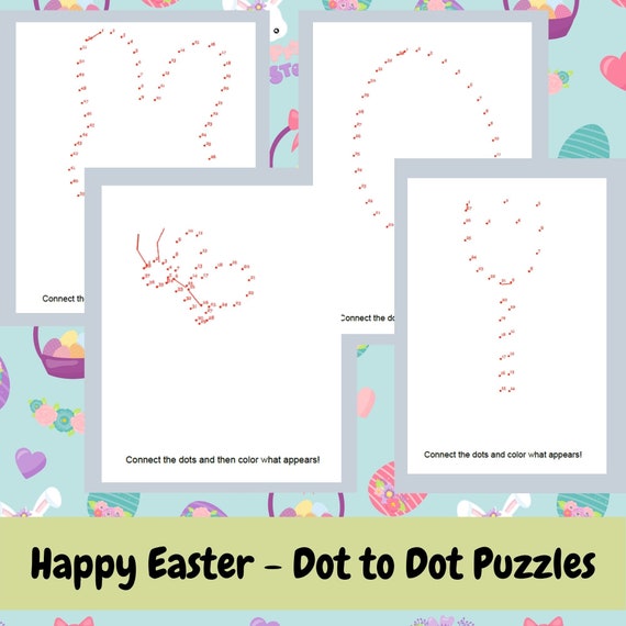 Easy Easter Dot to Dot Printable Puzzles Pack of 4 Different