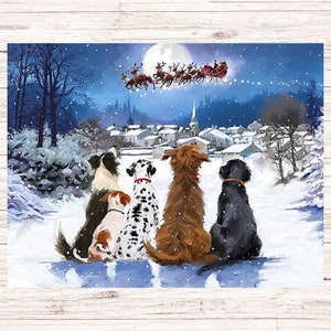 Christmas Dogs Postcard | 1 Postcard | Thick Cardstock | For sending a postcard to a friend