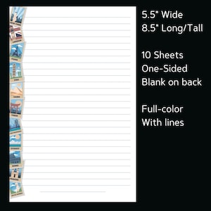 Juego de papelería Country Stamps / 10 hojas y 5 sobres / 8,5 X 5,5 hojas + sobres a juego / Para escribir cartas y notas