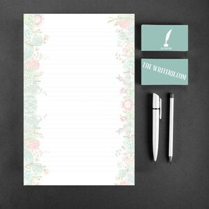 Conjunto de papelería de suculentas de acuarela / 10 hojas y 5 sobres / 8,5 x 5,5 hojas + sobres a juego / Para escribir cartas y notas