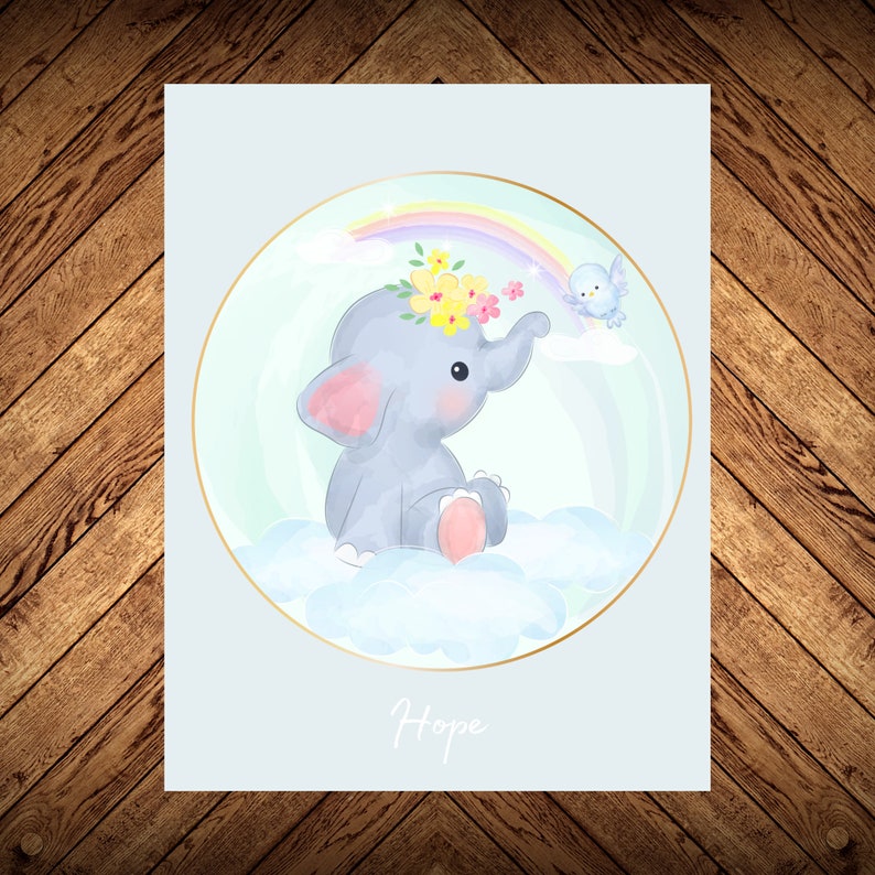 Rainbow Elephant Greeting Card Blank inside Comes with 6 cards and matching envelopes 4.25 inches wide by 5.50 inches tall