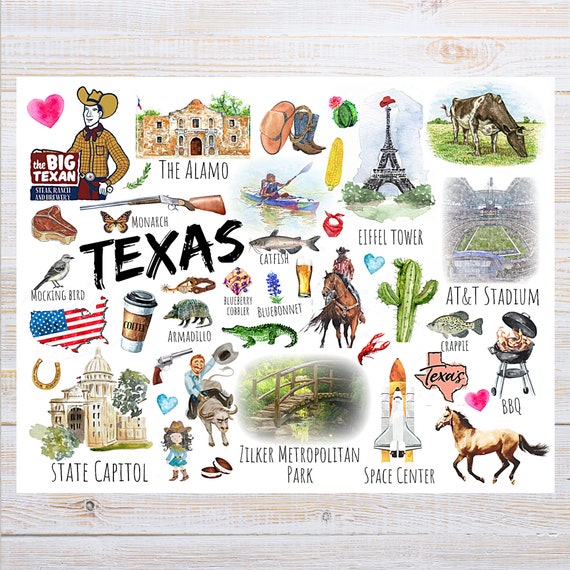 Texas Themes and Landmarks Postcard 1 Postcard Thick Etsy