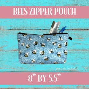 Bees Pencil Pen Zipper Pouch | Storage for pens and pencils | Makeup pouch | Stamp storage | Stationery