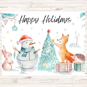 postale d'animaux de Noël | 1 carte postale | Papier cartonné épais | Pour envoyer une carte postale à un ami