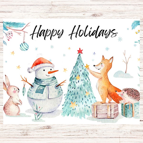 Christmas Animals Postcard | 1 Postcard | Thick Cardstock | For sending a postcard to a friend