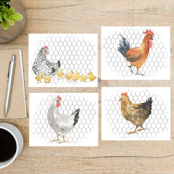 Rooster and Hen Postcard Rooster and Hen Postcard