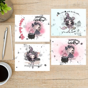 Wicked Witch Postcard Set | 4 Postcards | 130 Thick Cardstock | For sending a postcard to a friend, family member