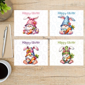 Gnomi di Pasqua carini Cartolina di Pasqua / 4 cartoline / Cartoncino spesso / Per inviare una cartolina a un amico