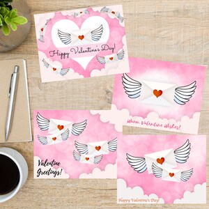 Sending Love Valentine's Envelope Mail Postcard | 4 Postcard | Thick Cardstock | For sending a postcard to a friend