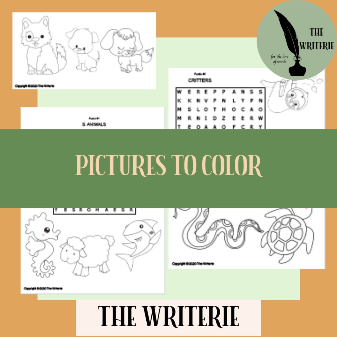 Easy Printable Word Search and Coloring Pages Set of 10 | Etsy